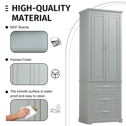 Tall Storage Cabinet With 3 Drawers For Bathroom