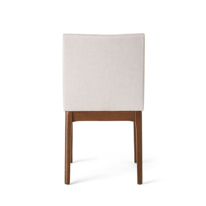 Dining Chairs With Upholstered Seat And Backrest (Set of 2) - Light Beige / Walnut