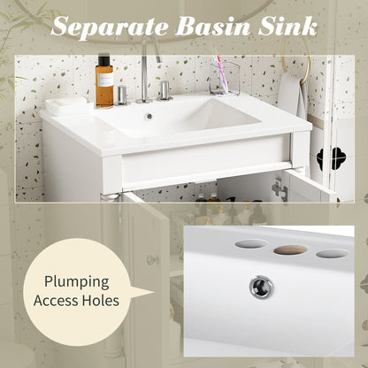 Bathroom Vanity With Top Sink, 2 Tier Storage Cabinet