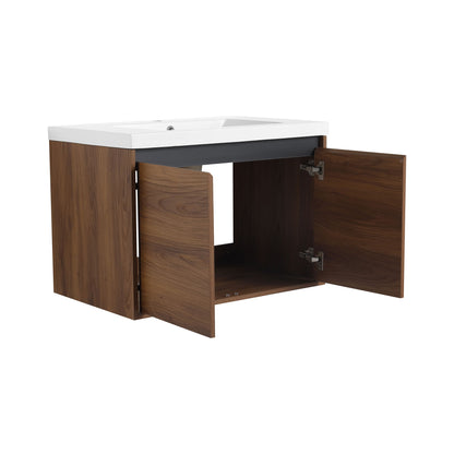Bathroom Vanity Set With Resin Countertop Sink And 2 Doors, Engineered Wood