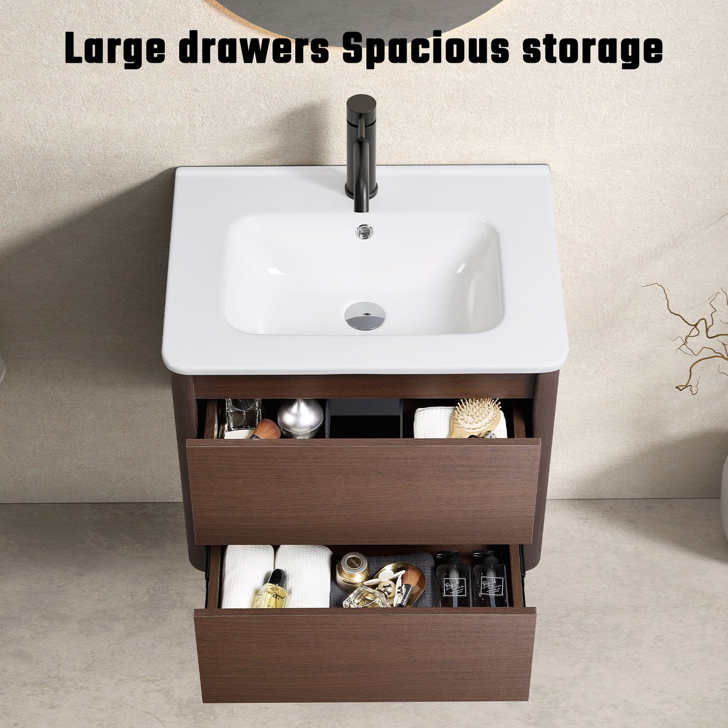 Wall Mounted Floating Bathroom Vanity With Sink And Cabinet