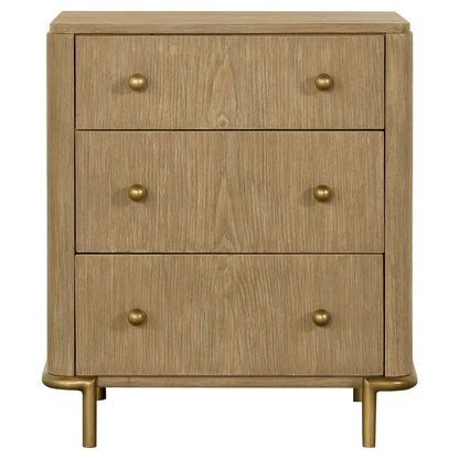 3 Drawer Nightstand With USB Ports - Brown
