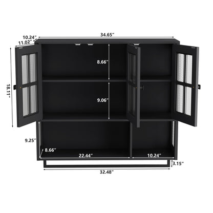 3 Door Wall Cabinet With Glass Door And Towel Bar
