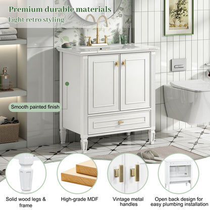 Freestanding Vanity With 1 Drawer & 2 Soft Close Doors With Door Mounted Storage