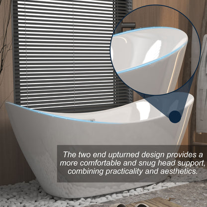 Freestanding Tub With Overflow And Pop Up Drain, Ergonomic Design