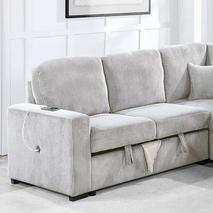 Modern Design Convertible Sectional Storage Bed With USB Port