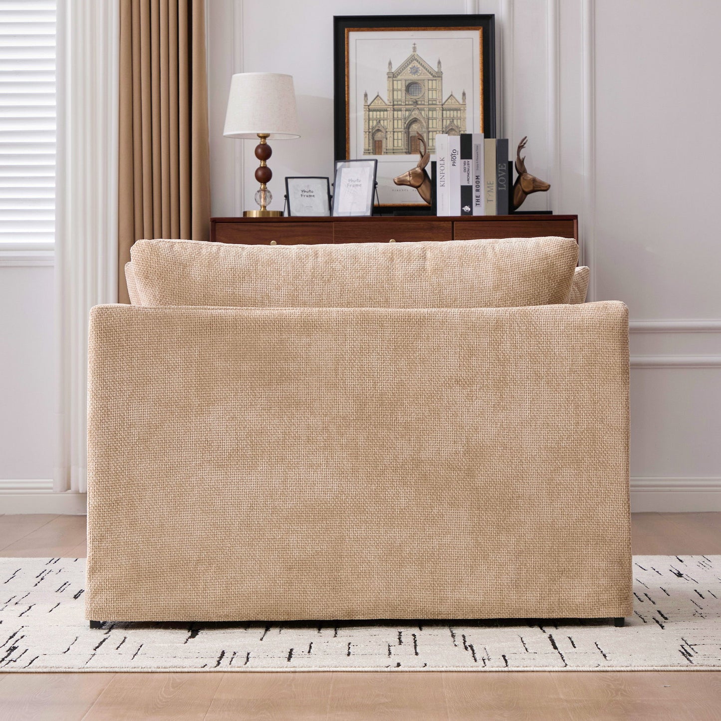Farmhouse Accent Chair With 2 Bolster Pillows