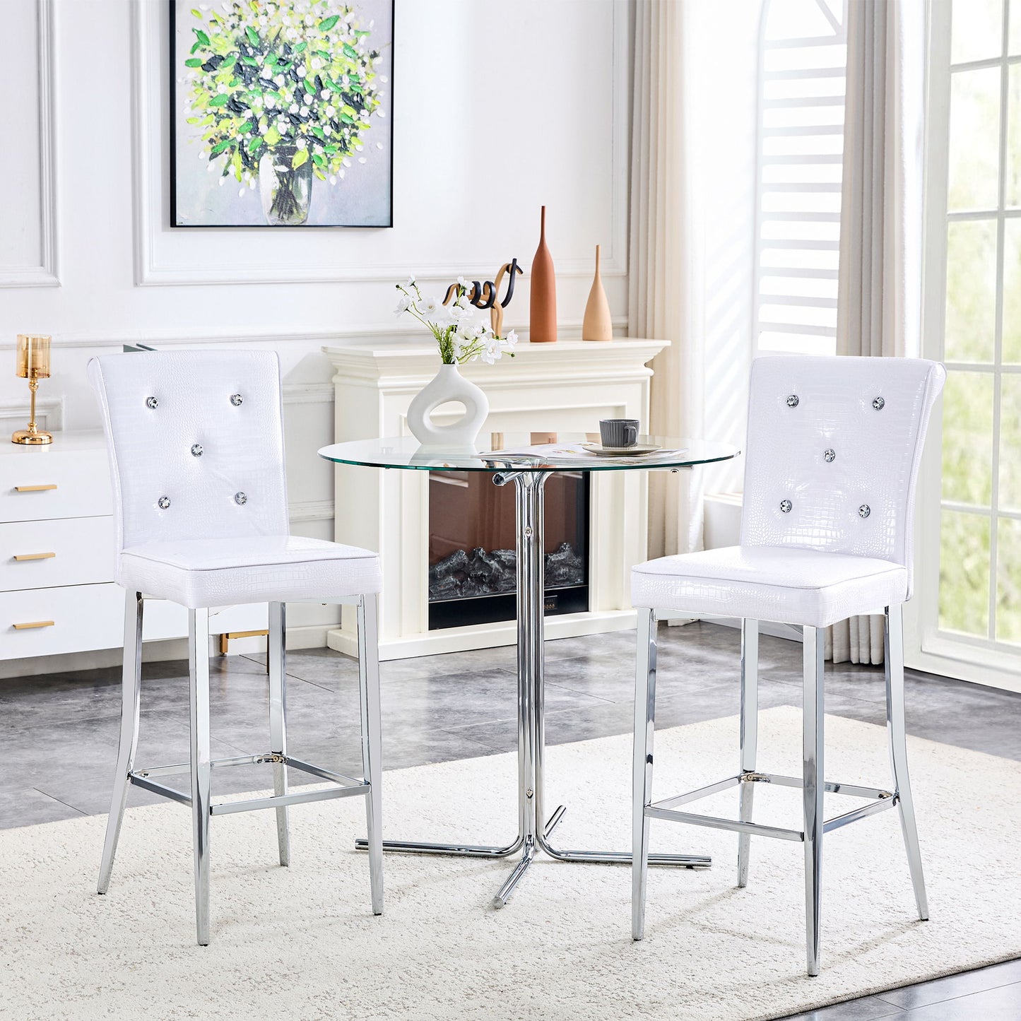 Bar Chairs & Crystal Clasp Design (Set of 2)