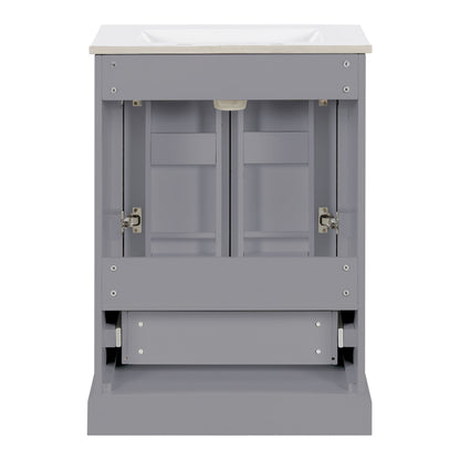 Bathroom Vanity With Sink, 1 Divided Drawer And 2 Soft Close Doors With Double Shelf