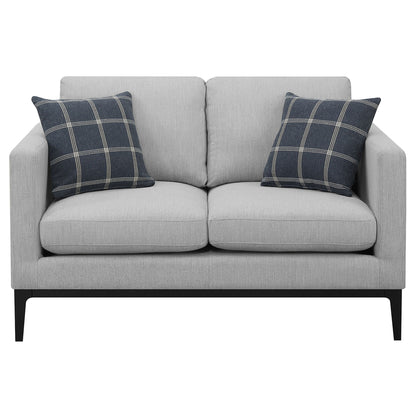 Saba - Cushion Back Loveseat With Pillow Top Arms - Light Gray