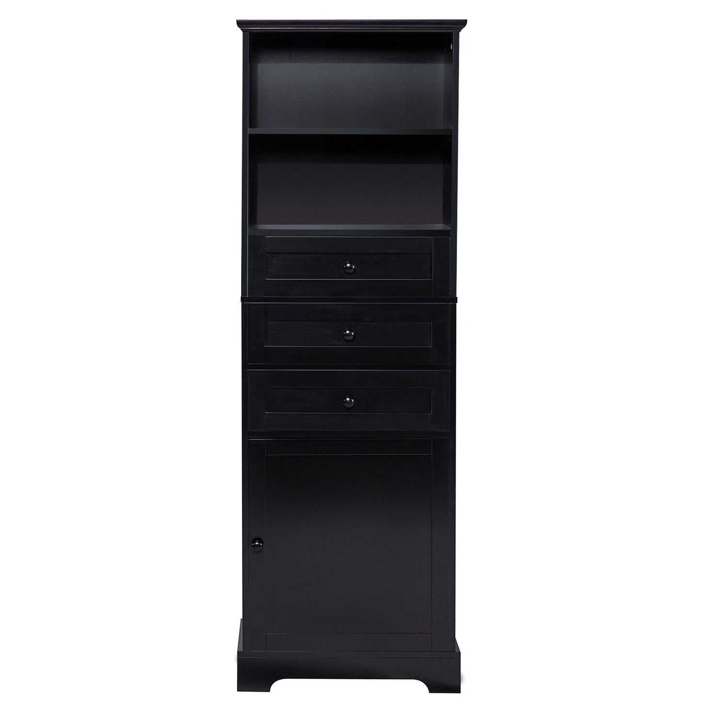 Tall Storage Cabinet With 3 Drawers And Adjustable Shelves For Bathroom