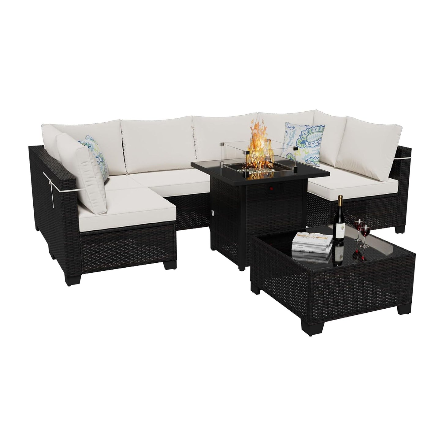 Cushion Covers For 7 Piece Wicker Sectional Sofa, 14 Pack Seat And Back Slipcovers With Zipper
