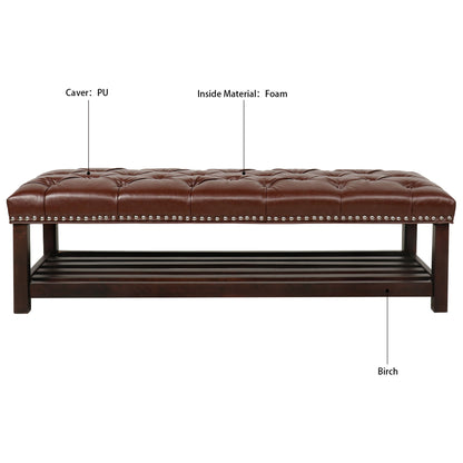 Bedroom End Of Bed Bench Tufted Upholstered End Of Bed Bench End Of Bed Entrance Shoe Bench With Nailhead Trim And Shelf Bedroom Upholstered Bench Living Room Shoe Rack Footstool
