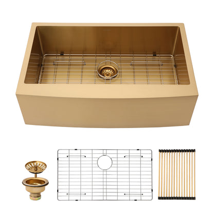 Farmhouse Kitchen Sink, Stainless Steel, Apron Front