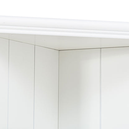 Retro Style Wall Suit With Glass Doors, 75.25" Tall Display Cabinets & Triangle Sided Bookshelves - White
