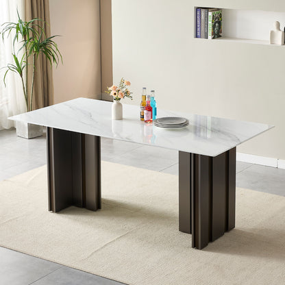 Rectangular Dining Table - Gray / White