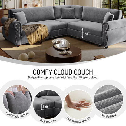 L-Shaped Sofa Couch With Pull-Out Bed