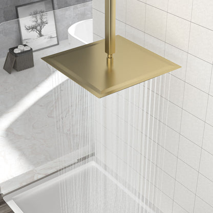 16" Square Rainfall Shower Head Fixed Wall Mount With Full Body Coverage & Self Cleaning Silicone Nozzles