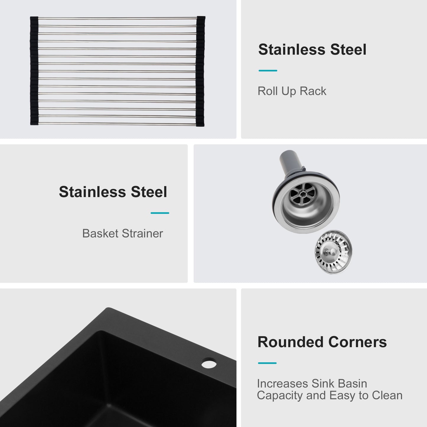 Kitchen Sink Granite Composite Drop In Sink With Durable Material - Black