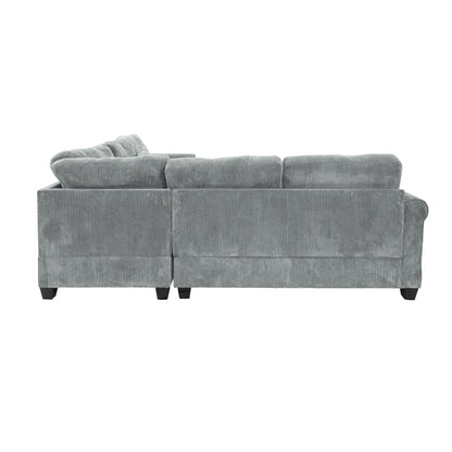 Modern Sectional Set With Corner Wedge, Loveseat, Ottoman & 2 Pillows
