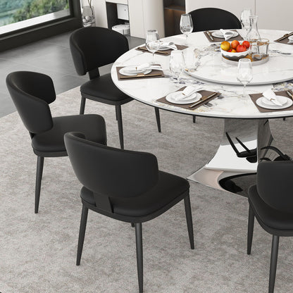 Round Dining Table With 6 Chairs Set - Silver