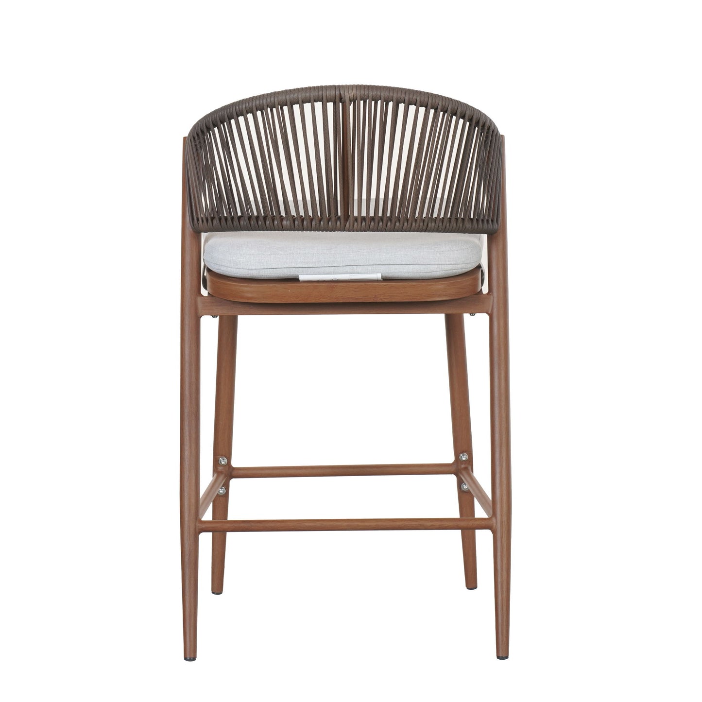 Outdoor 26" Counter Height Metal Frame Counter Stools With Scallop Shaped Backrest & Water Resistant Cushions