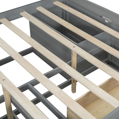 Daybed With 2 Bedside Cabinets, Upper Shelves And 4 Drawers