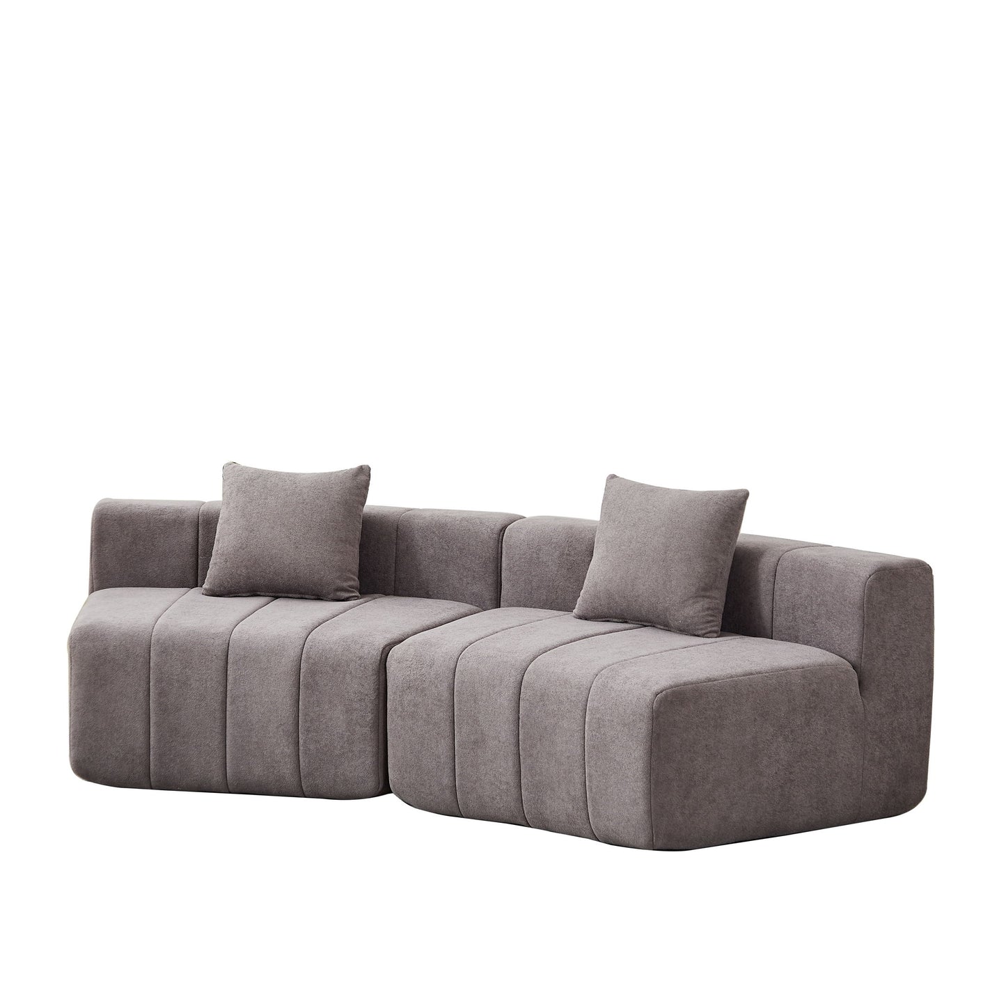 Curved Sectional Sofa With 2 Pillows For Living Room - Gray
