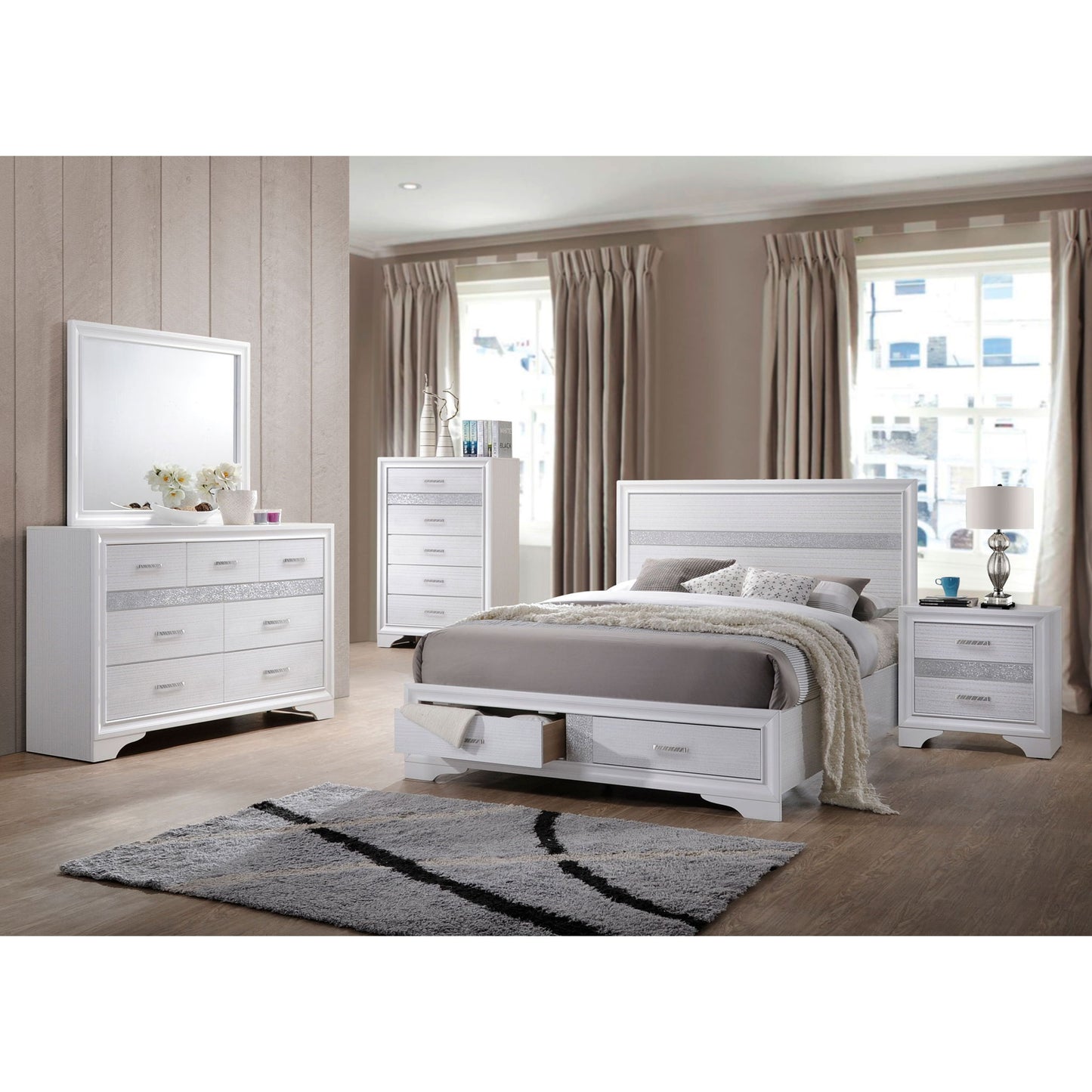 Transitional 2 Drawer Nightstand With Hidden Jewelry Tray