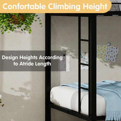 Bunk Bed For Kids, Convertible Frame With Ladders & Guardrail