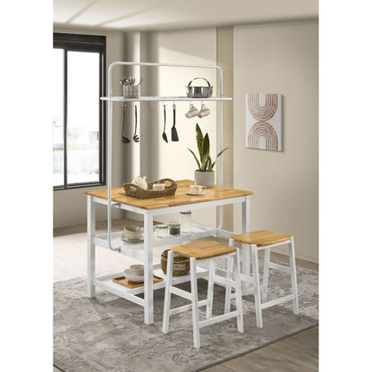 Cowichan - Kitchen Island Counter Table With Pot Rack - White