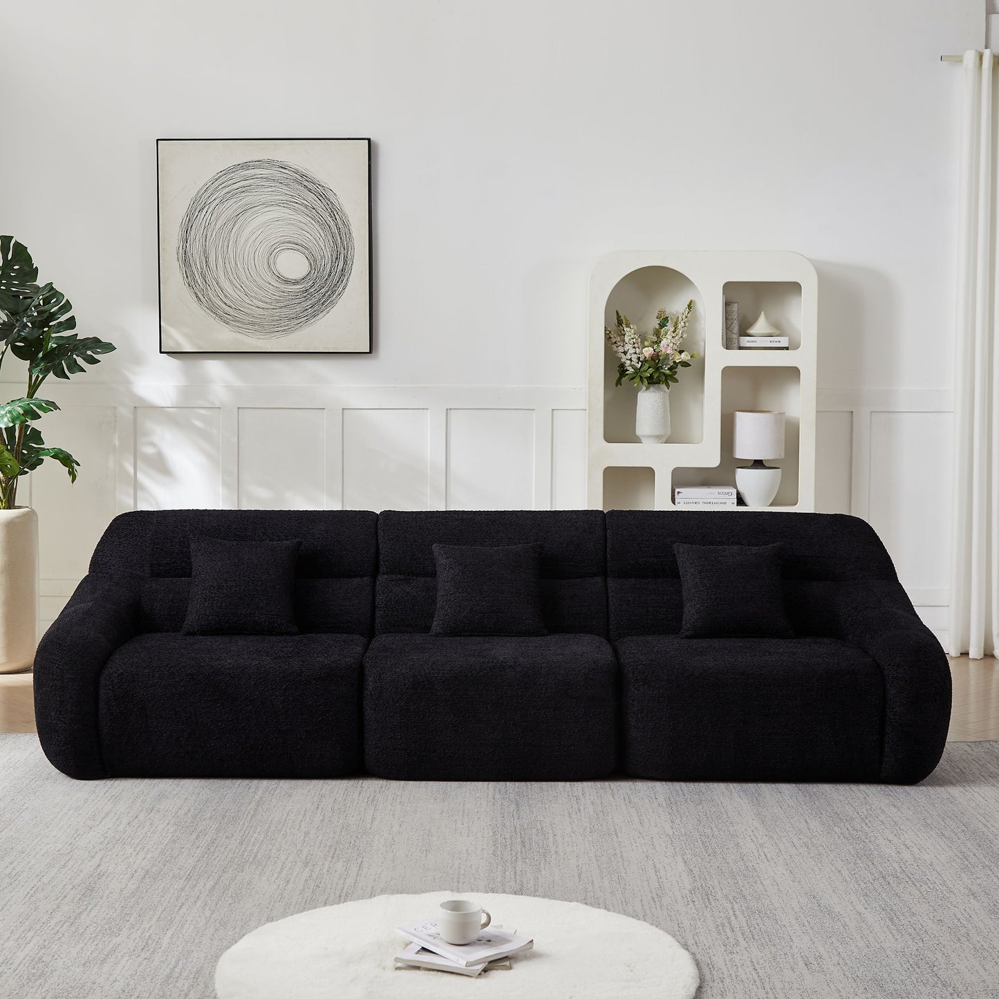 Luxury Curved Corner Sectional Sofa With 4 Pillows