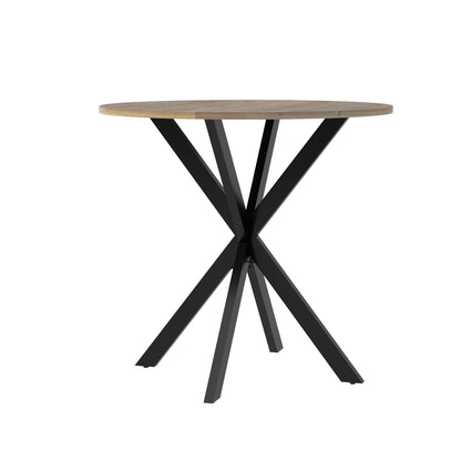 Round Dining Table For 2 - 4 People, Compact Kitchen Or Dining Room - Rustic Brown