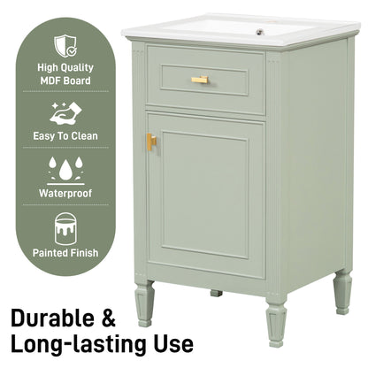 Bathroom Vanity With Sink, Adjustable Shelf, Tilt-Out Drawer