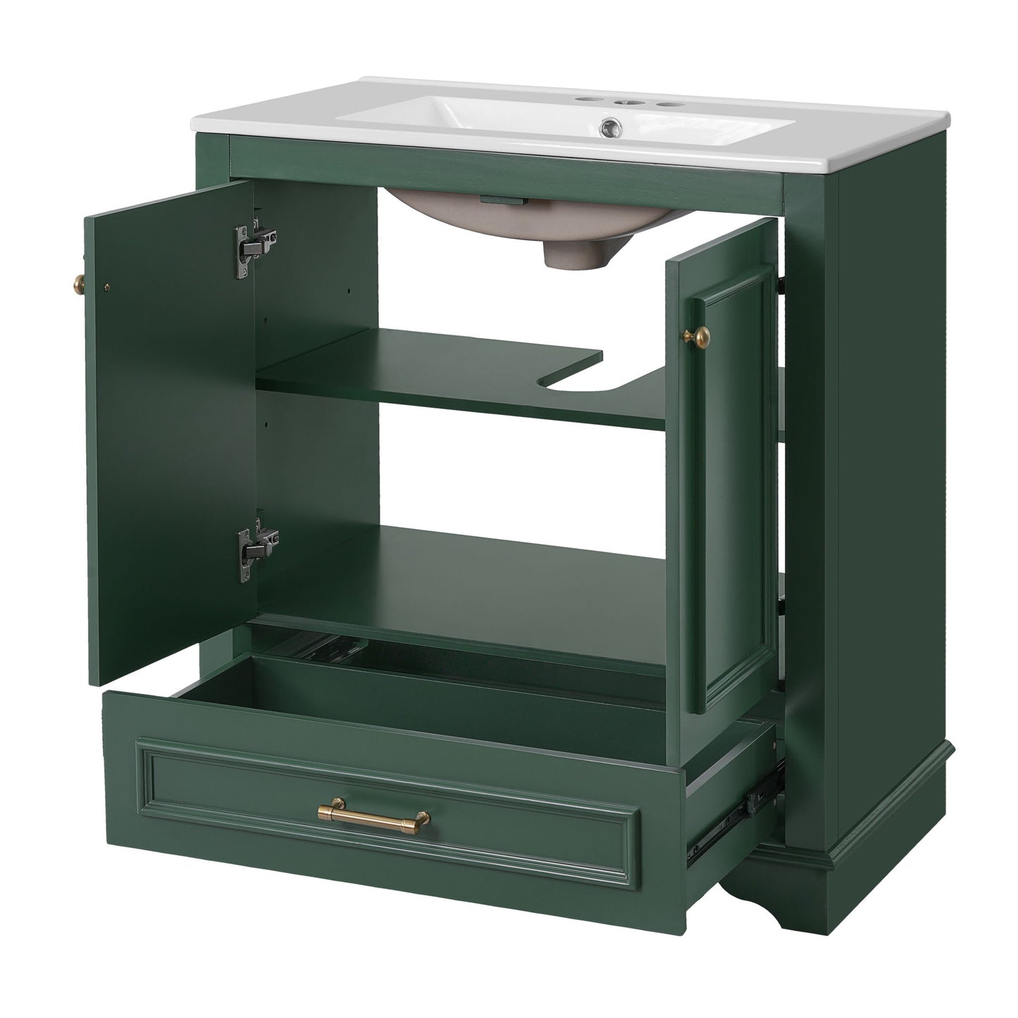 Bathroom Vanity With Sink, Cabinet & 2 Soft Closing Doors & Adjustable Shelf