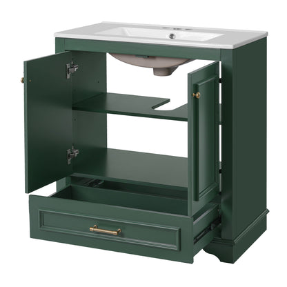 Bathroom Vanity With Sink, Cabinet & 2 Soft Closing Doors & Adjustable Shelf