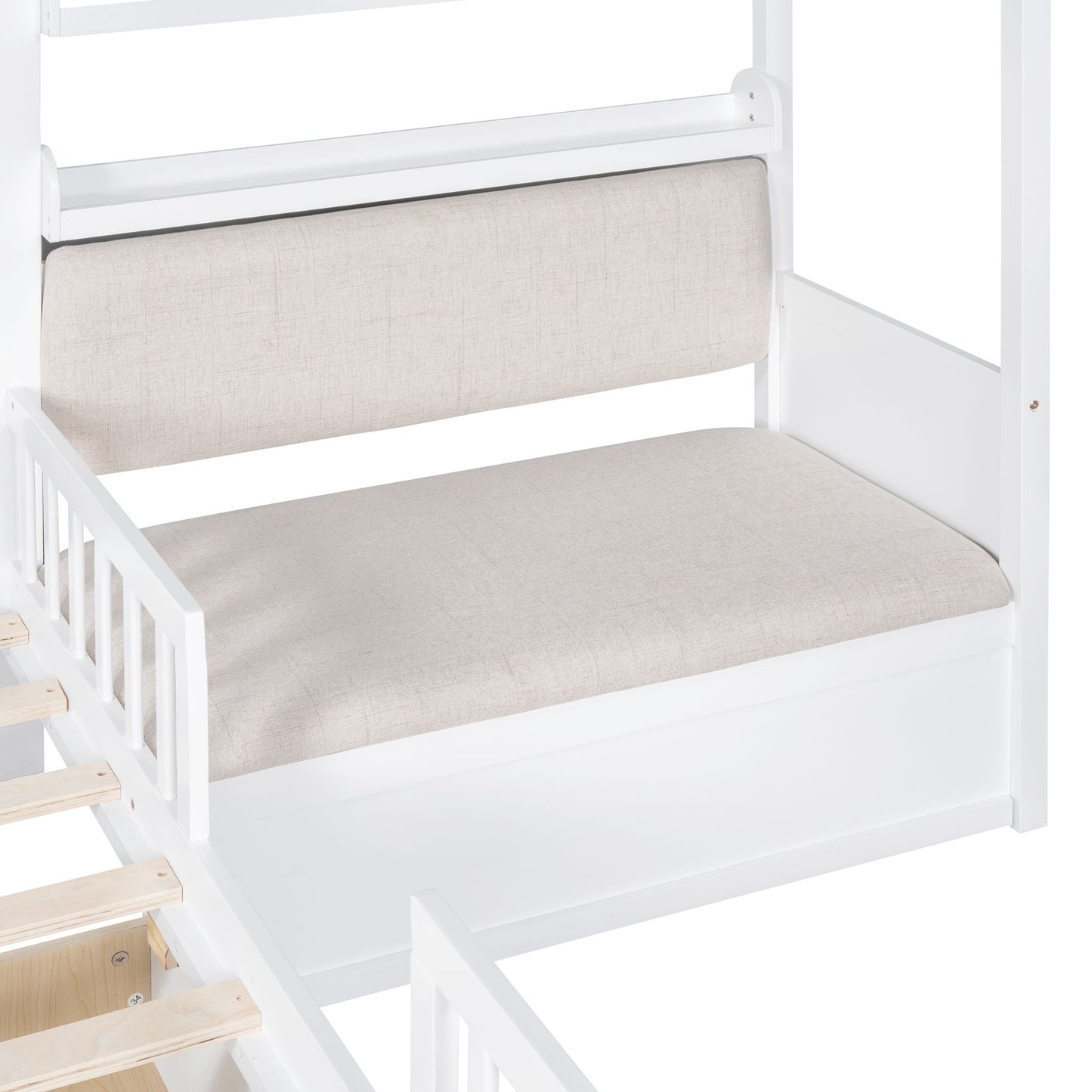 House Bed With Sofa, Kids Platform Bed With 2 Drawers And Storage Shelf