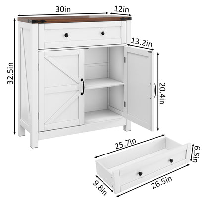 Farmhouse Storage Cabinet With Drawer And Adjustable Shelf