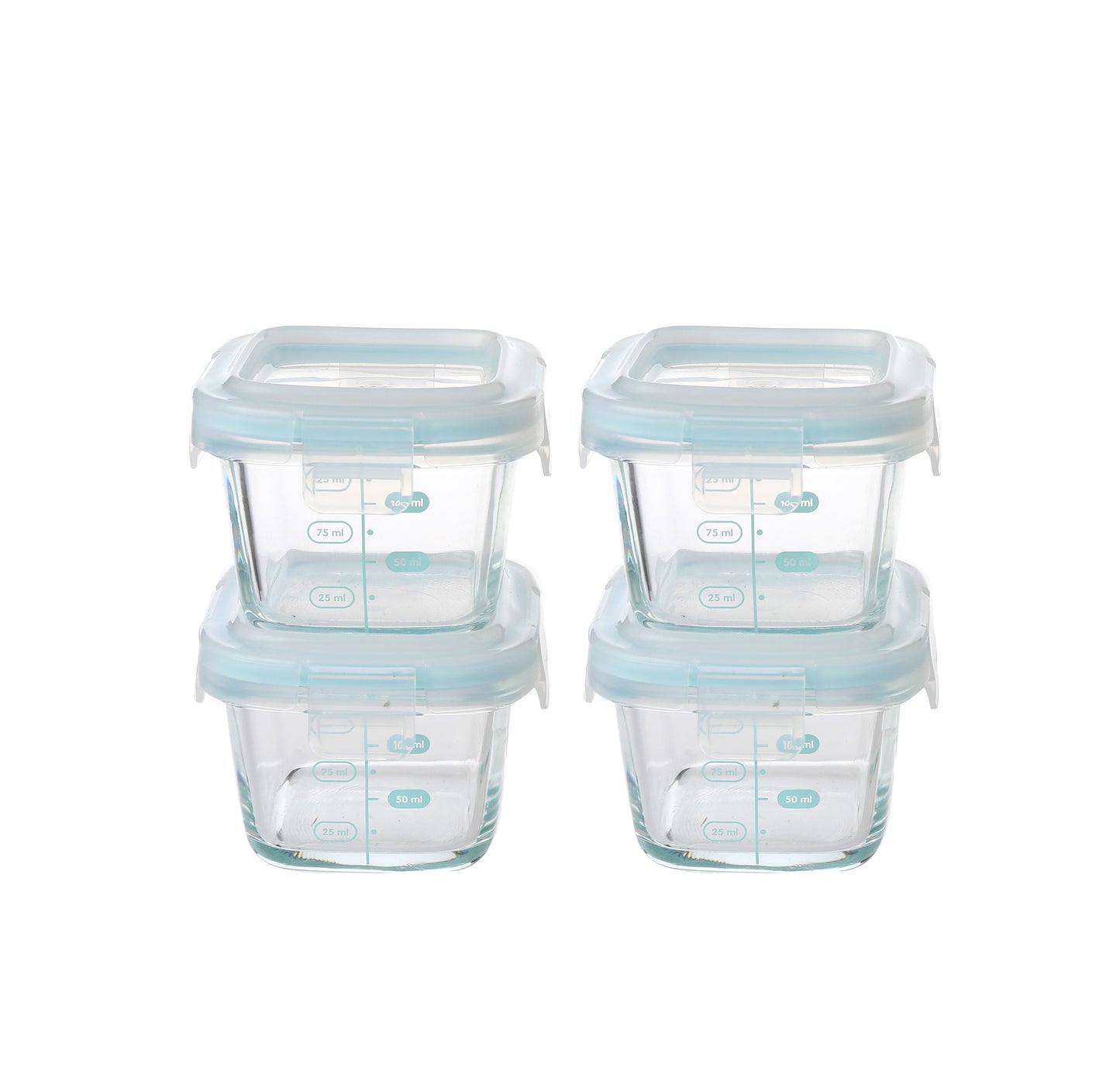 Delight King 4-Piece Baby Food Container Set - BPA & Lead-Free, High Borosilicate Glass Meal Prep Containers with Leak-Proof PP Lids, Freezer, Oven & Microwave Safe, Clear Measurement Markings, 5.4oz