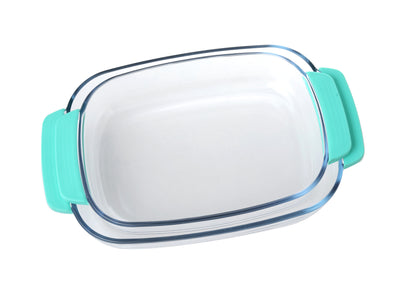 Delight King Baking Dish Set of 2 – Baking Dishes for Oven with Silicone Sleeves – Heat-Resistant Borosilicate Glass Baking Dish – Rectangle Glass Bakeware for Casseroles, Lasagna, Desserts