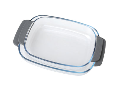 Delight King Baking Dish Set of 2 – Baking Dishes for Oven with Silicone Sleeves – Heat-Resistant Borosilicate Glass Baking Dish – Rectangle Glass Bakeware for Casseroles, Lasagna, Desserts