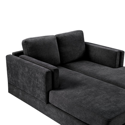Chaise Lounge Sofa Bed With Dual Layer Armrests For Living Room