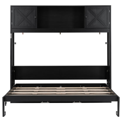 Rustic Casual Murphy Bed With Storage Cabinets