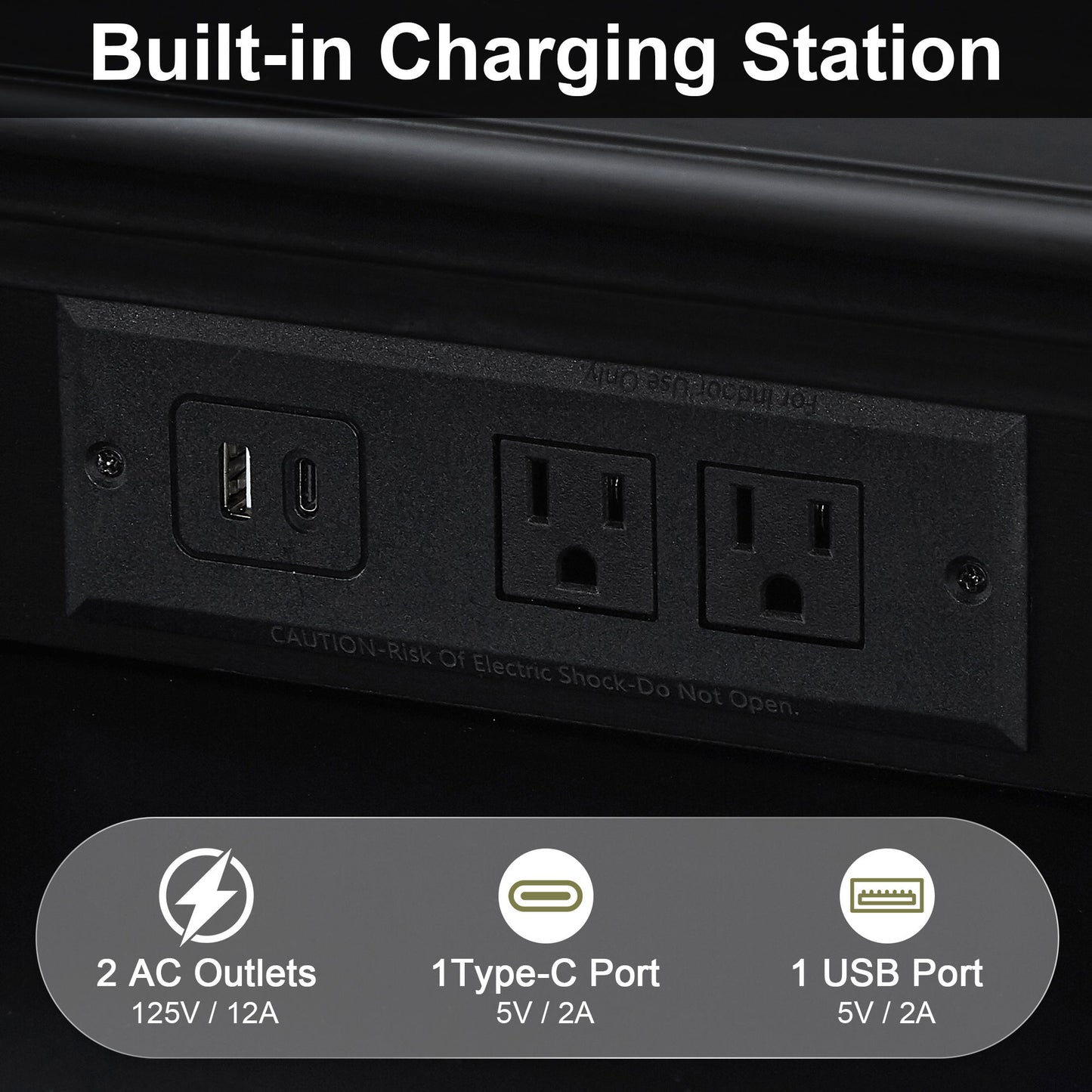 Nightstand With Charging Station, 3 Drawer Storage Table