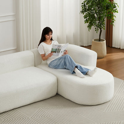L - Shape Boneless Cloud Couch With 2 Throw Pillows For Living Room
