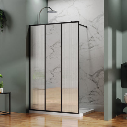 Shower Door With Center Mirror And Fluted Panels