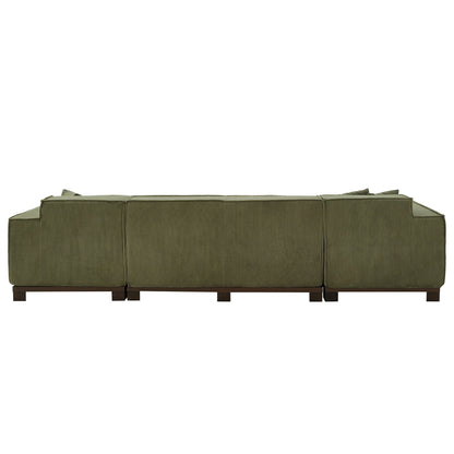 U-Shaped Sectional Sofa With RGB LED Light Strip And 6 Pillows