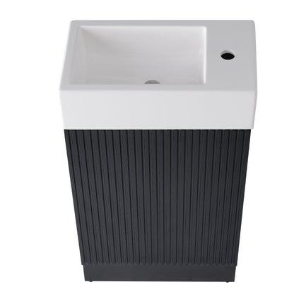 Modern Bathroom Vanity With Sink And 2 Tier Shelf
