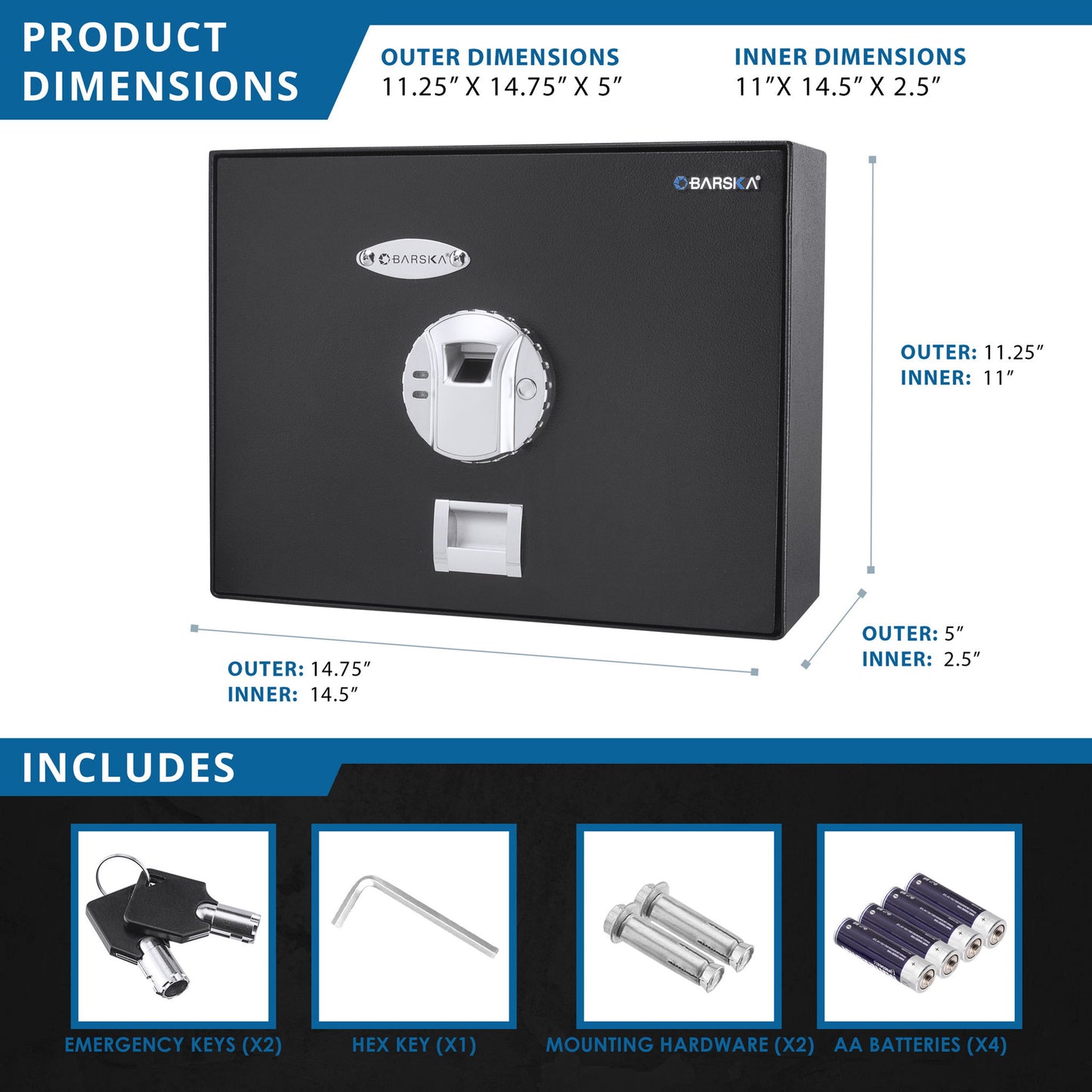 0 23 Cu Ft Top Opening Biometric Security Safe - Black