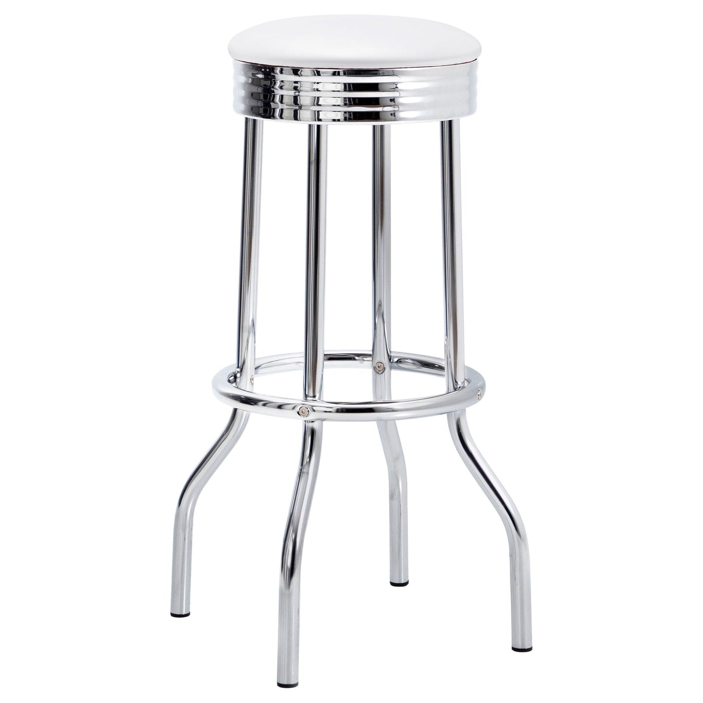 Midge - 3 Piece Round 1950S Bistro Pub Bar Table Set With Upholstery - White